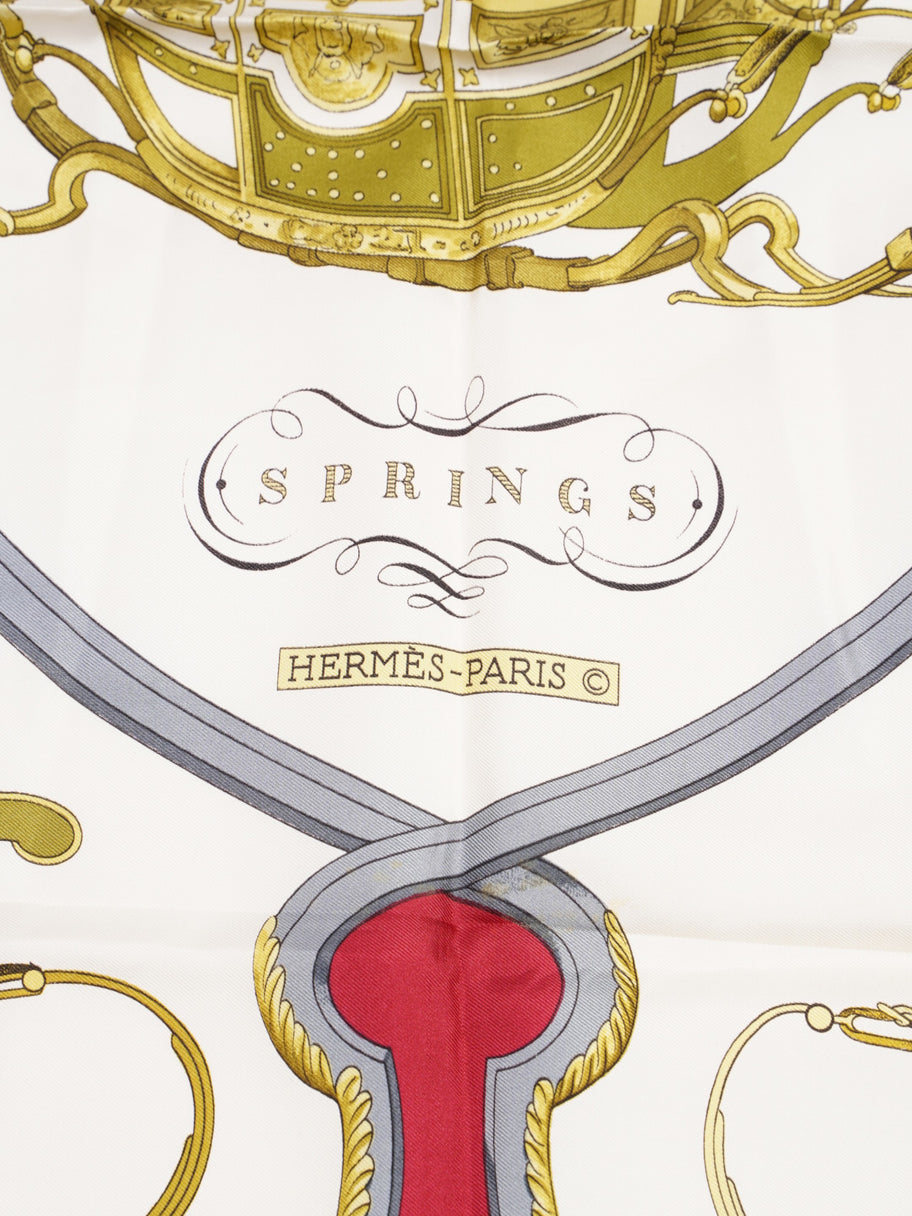 Hermes Carré 90 Springs Scarf  Red / White / Gold Silk 90 Image 5