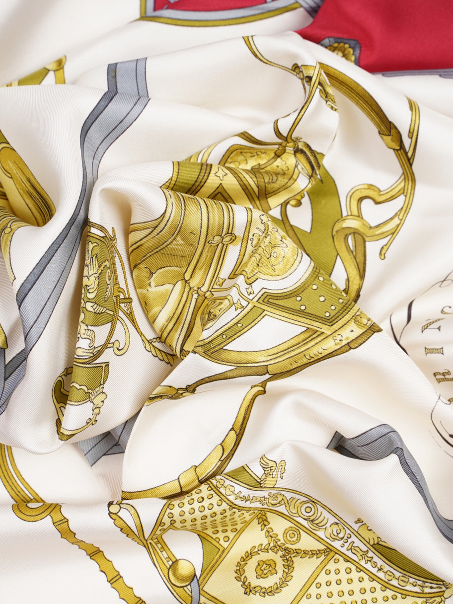 Hermes Carré 90 Springs Scarf  Red / White / Gold Silk 90 Image 6