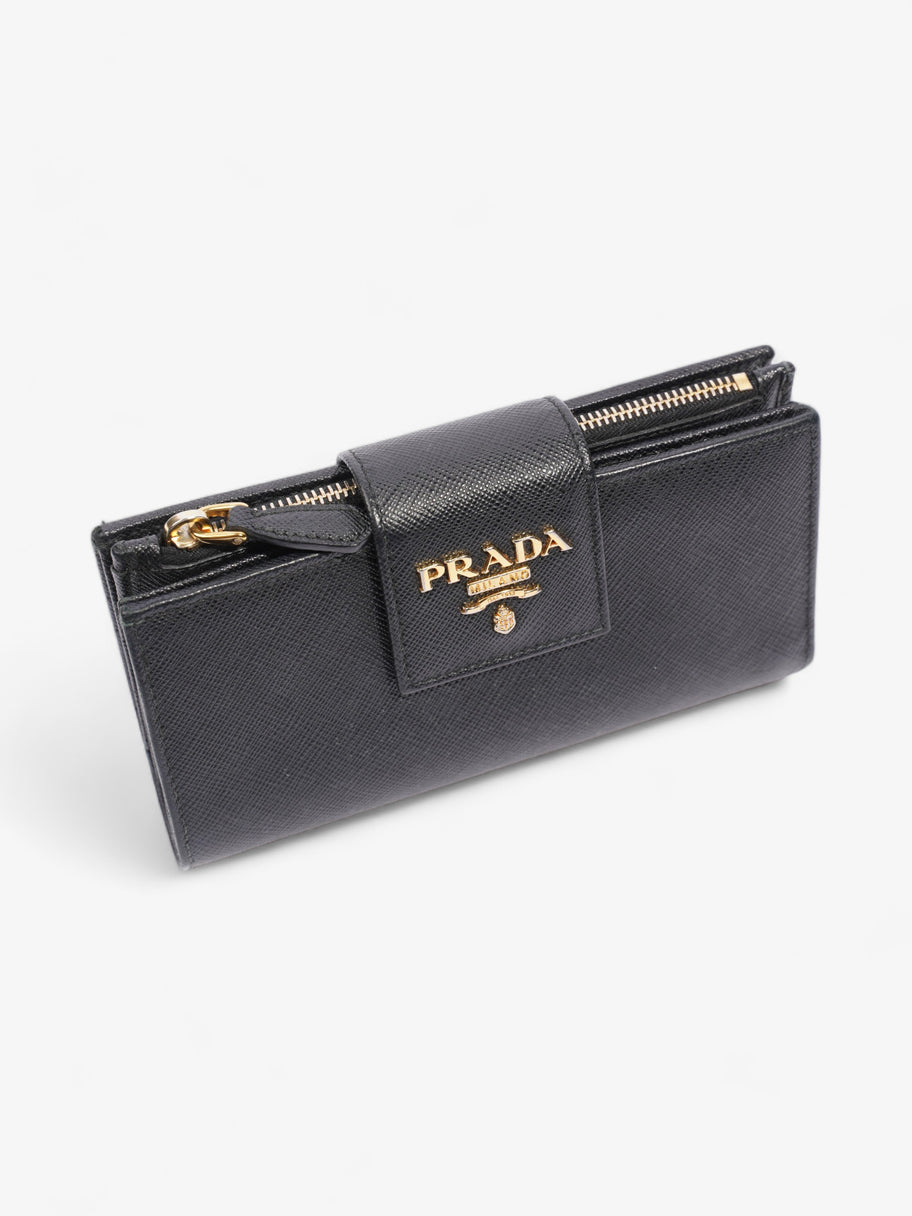 Prada Logo Buckle Wallet Black Saffiano Leather Medium Image 6