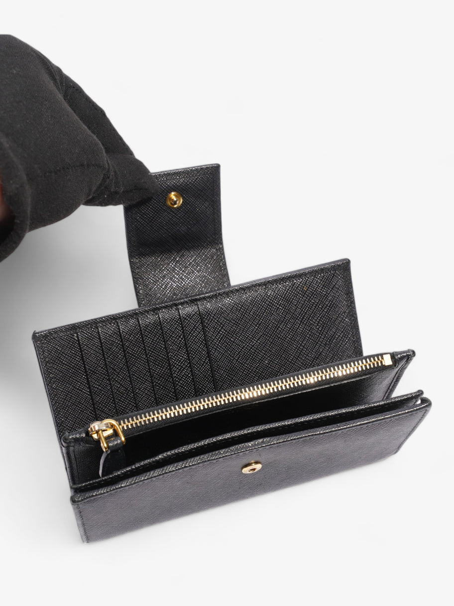 Prada Logo Buckle Wallet Black Saffiano Leather Medium Image 7