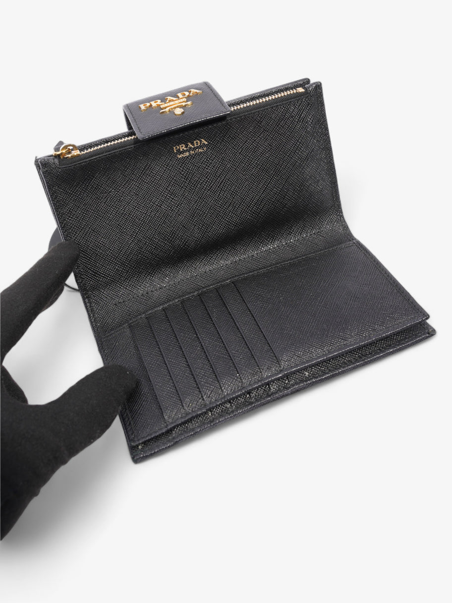 Prada Logo Buckle Wallet Black Saffiano Leather Medium Image 8