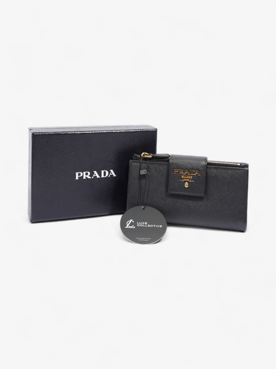 Prada Logo Buckle Wallet Black Saffiano Leather Medium Image 9
