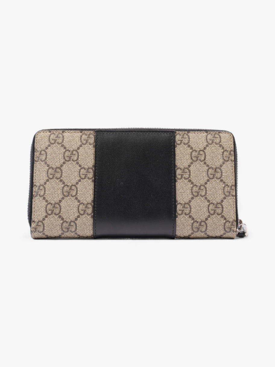 Gucci Zip Around GG Wallet Beige And Ebony GG Supreme / Black Coated Canvas Image 3