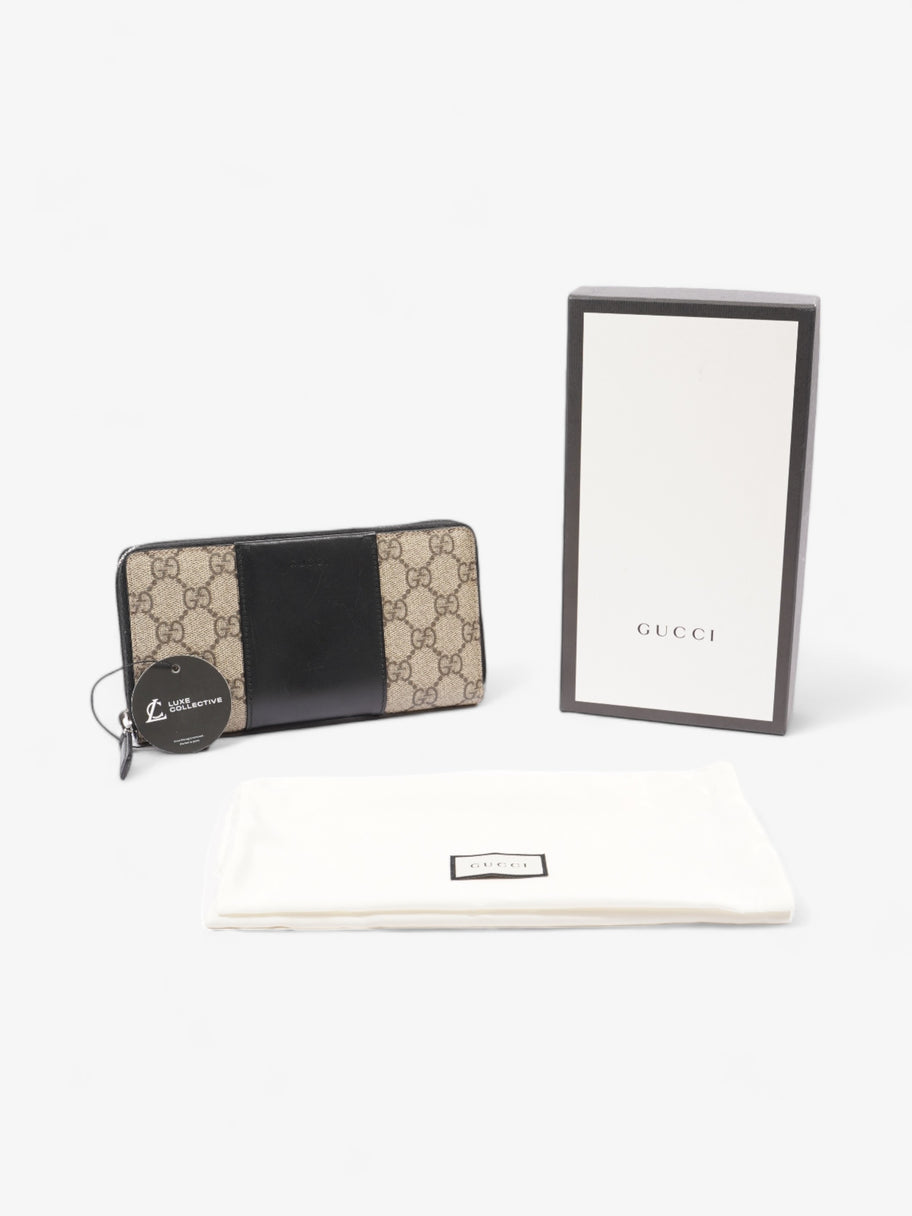 Gucci Zip Around GG Wallet Beige And Ebony GG Supreme / Black Coated Canvas Image 7
