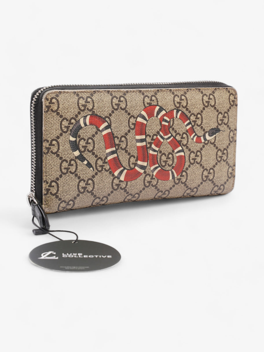 Gucci Snake Zip Around Wallet Beige And Ebony GG Supreme Coated Canvas Image 10