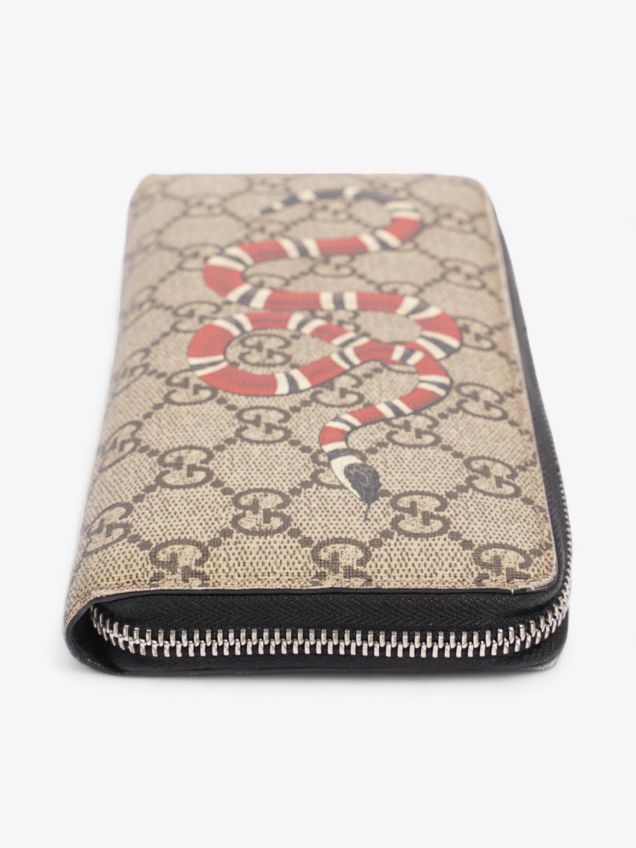 Gucci Snake Zip Around Wallet Beige And Ebony GG Supreme Coated Canvas Image 3