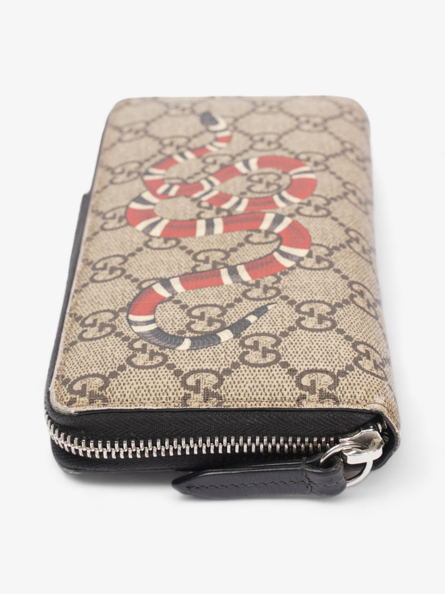Gucci Snake Zip Around Wallet Beige And Ebony GG Supreme Coated Canvas Image 4