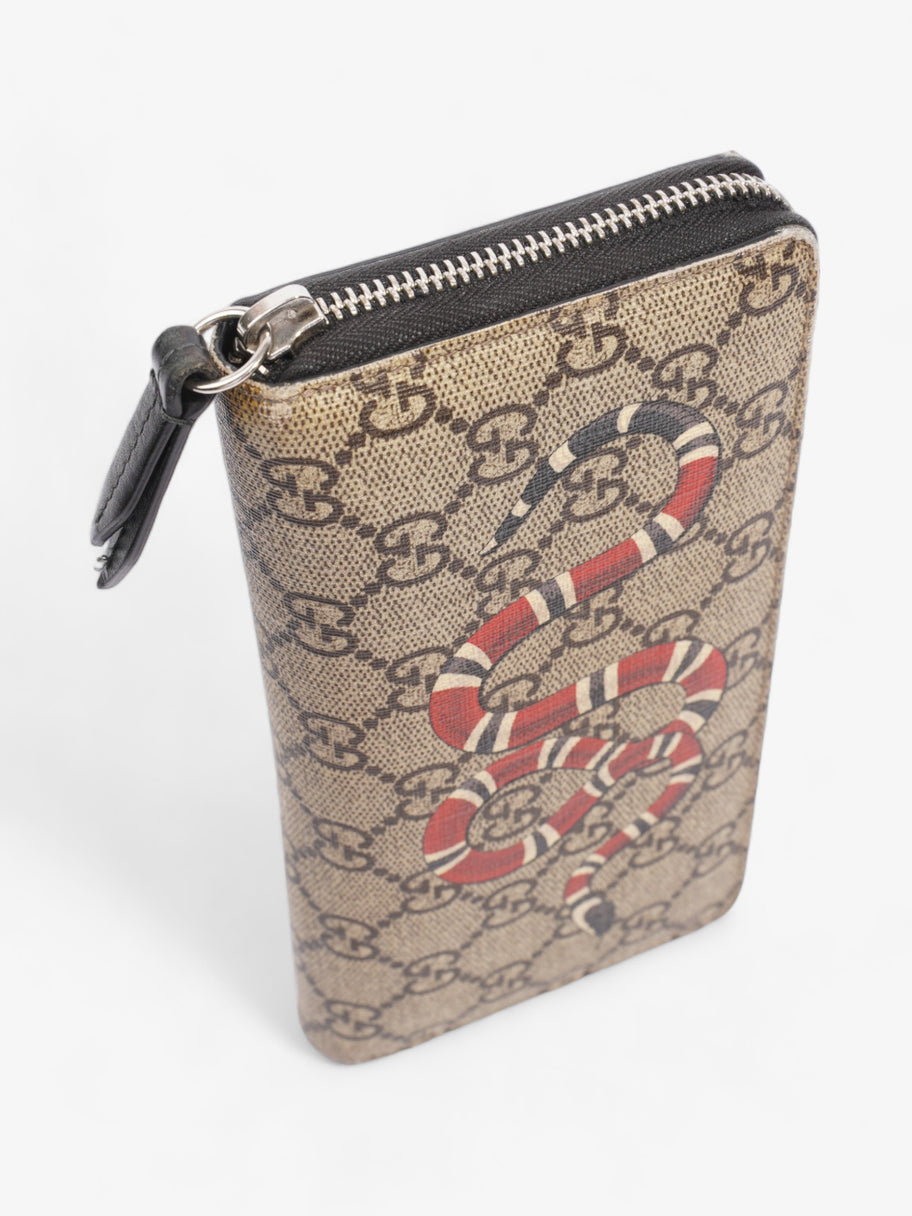 Gucci Snake Zip Around Wallet Beige And Ebony GG Supreme Coated Canvas Image 6