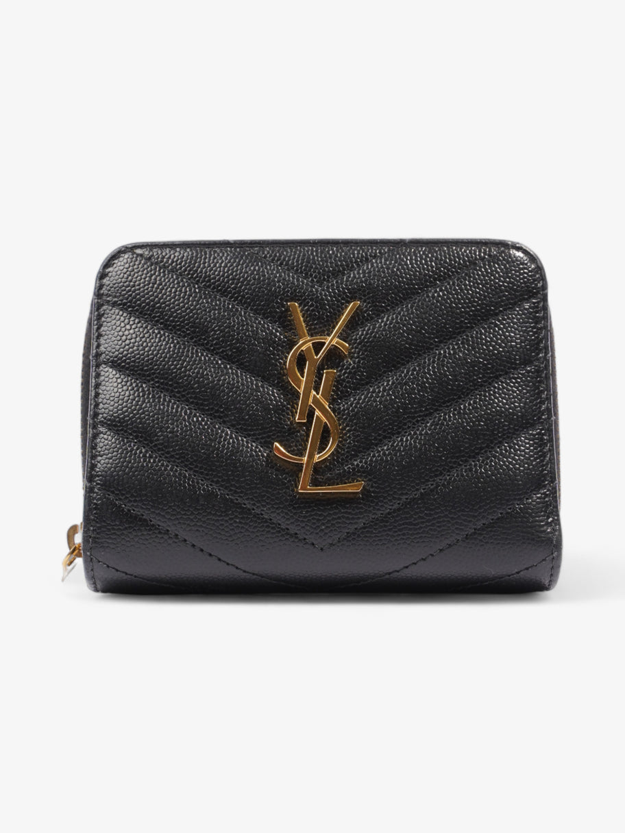 Saint Laurent Compact Zip Wallet Black Grained Leather Image 1