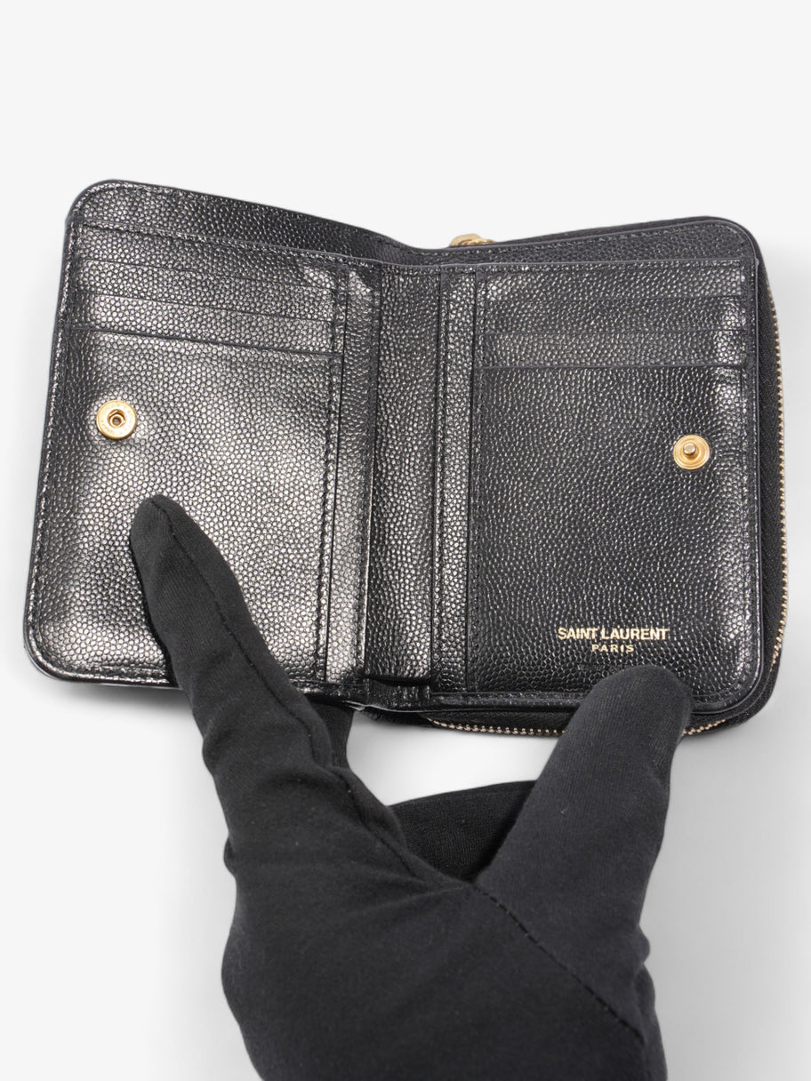 Saint Laurent Compact Zip Wallet Black Grained Leather Image 5