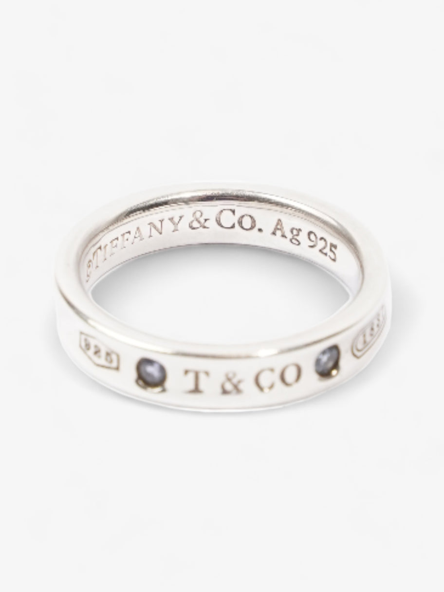 Tiffany and Co 1837 Narrow Ring with Sapphires Silver Silver Sterling M (Circumference - 51.9mm) Image 4