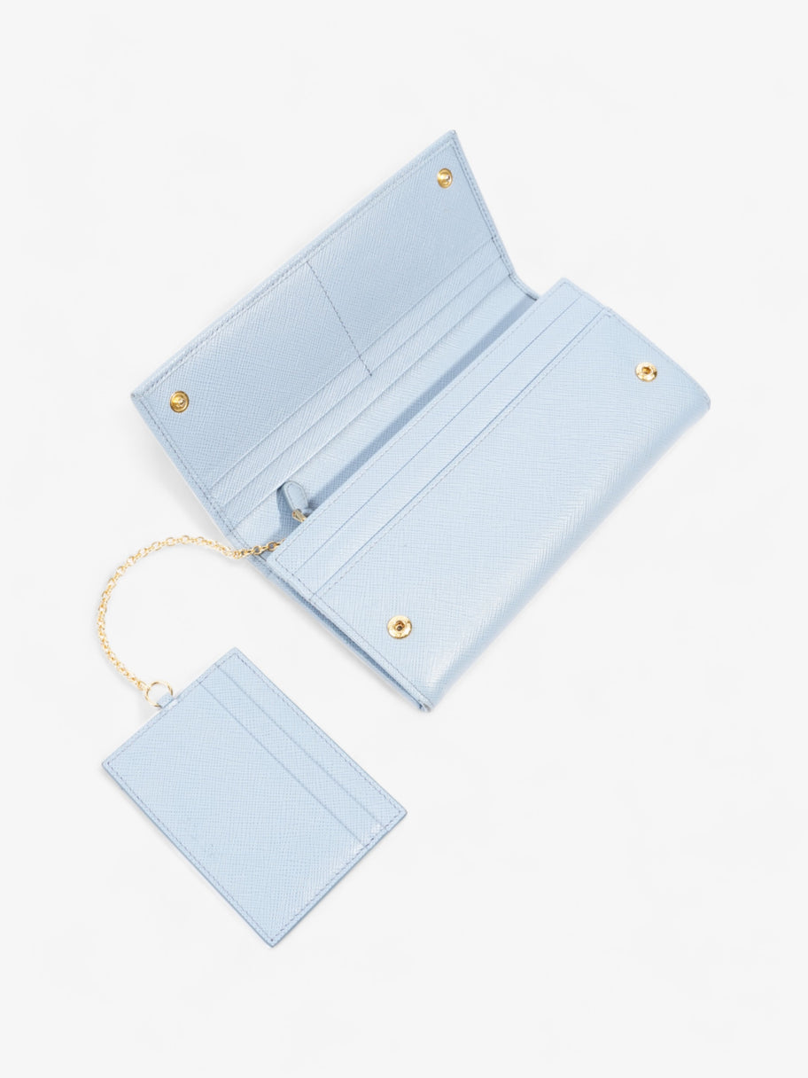 Prada Long Flap Wallet Light Blue Saffiano Leather Image 3