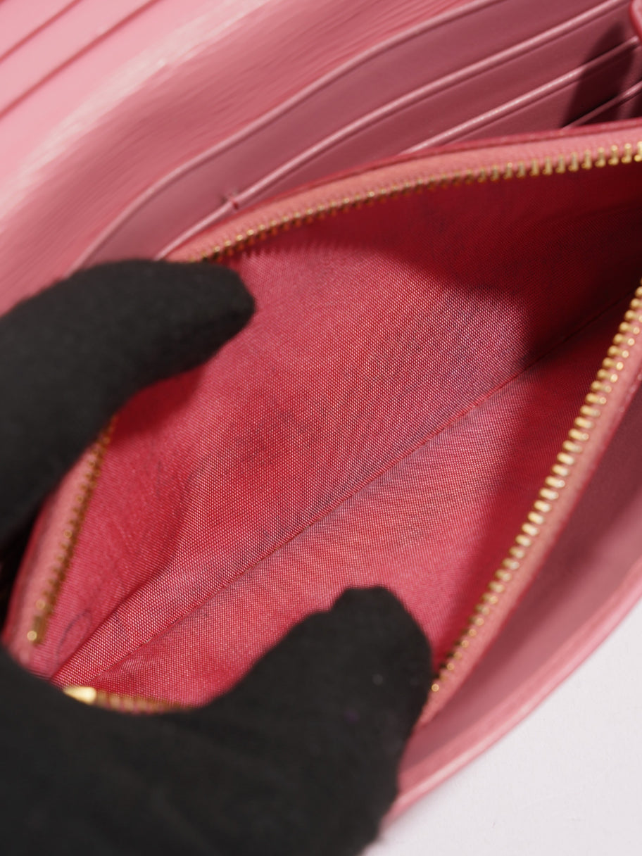 Prada Long Wallet Pink Leather Image 9