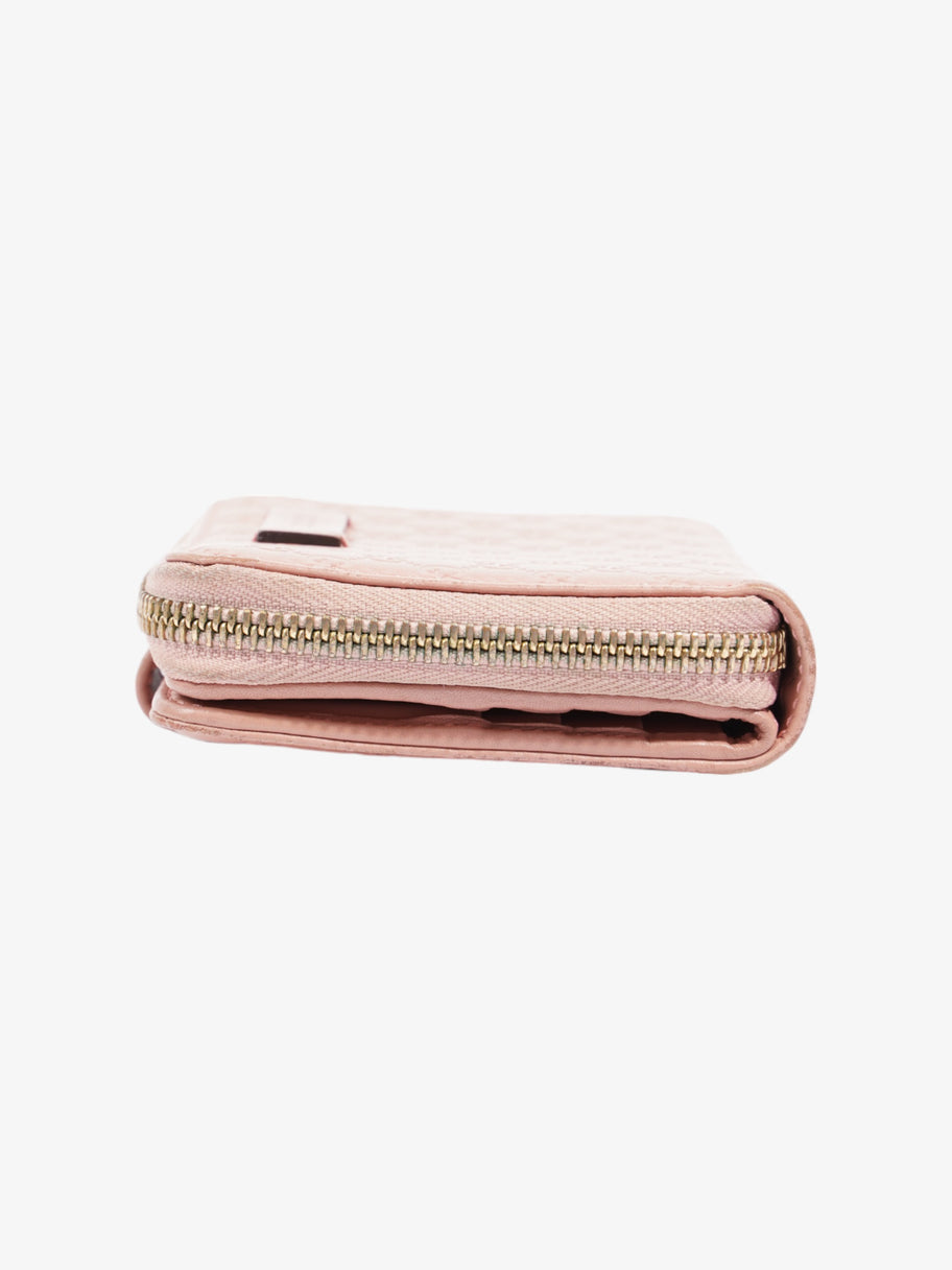 Gucci Gucci Micro Guccissima 449395 Leather Compact Wallet Pink   Ⓖ Engraving Pink Embossed Leather Image 3