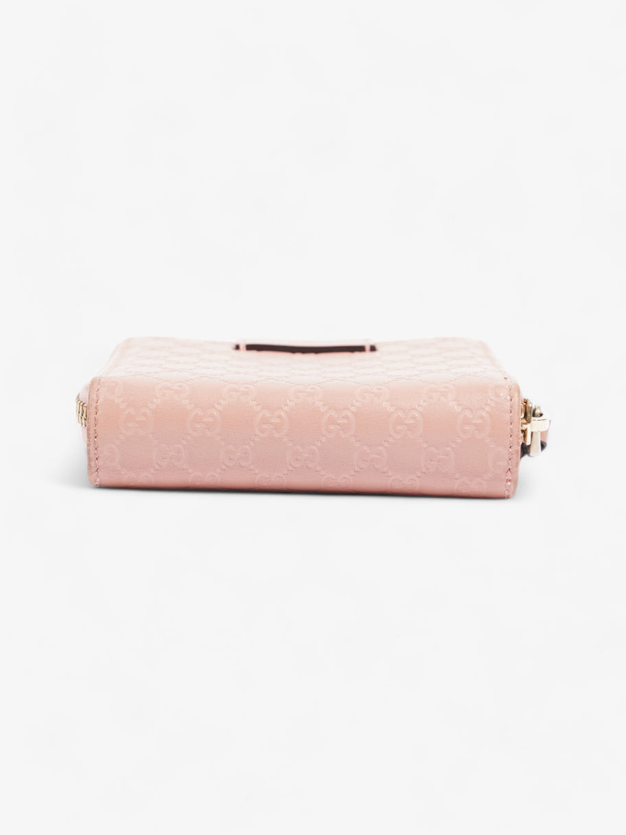 Gucci Gucci Micro Guccissima 449395 Leather Compact Wallet Pink   Ⓖ Engraving Pink Embossed Leather Image 4