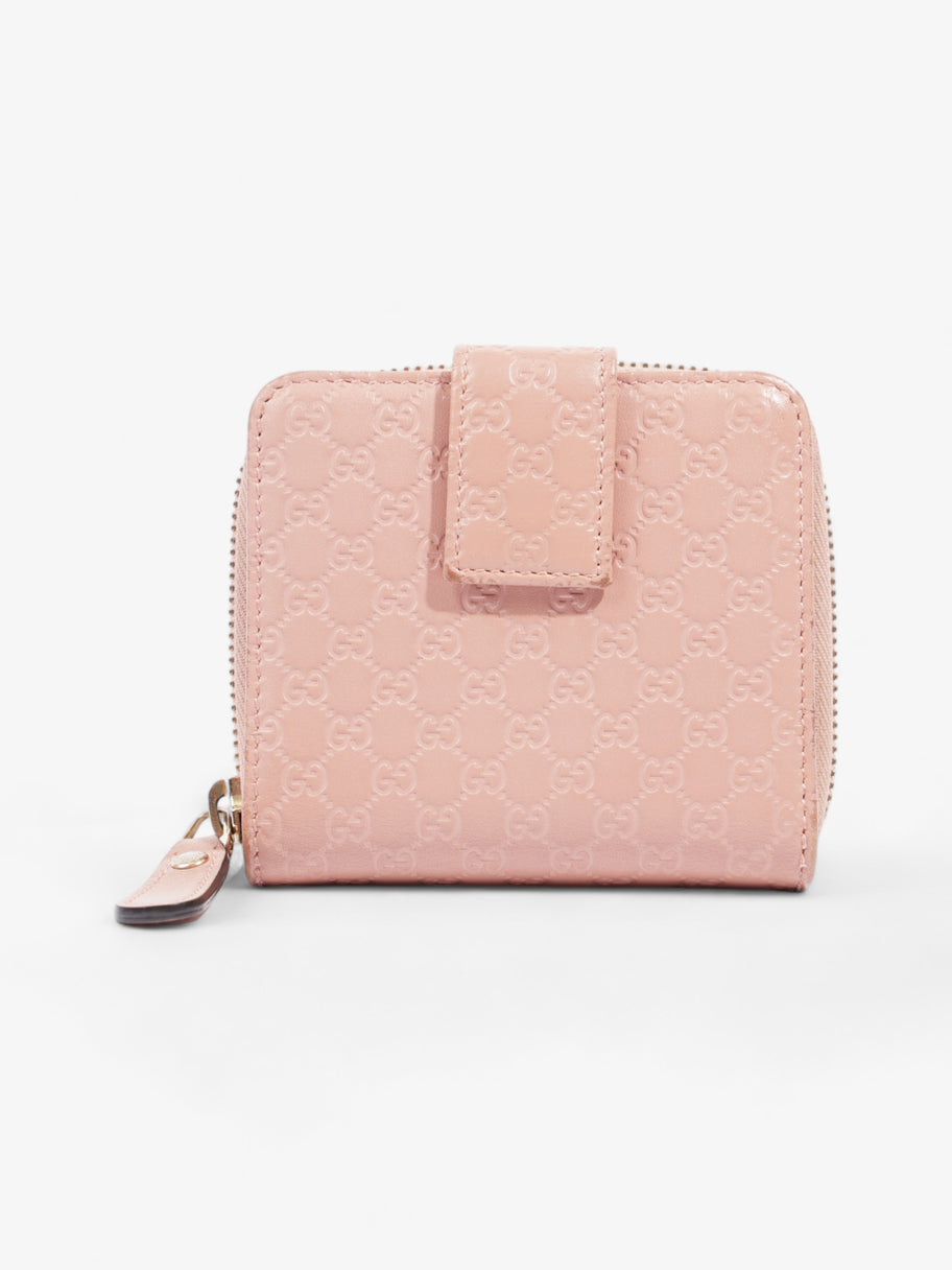 Gucci Gucci Micro Guccissima 449395 Leather Compact Wallet Pink   Ⓖ Engraving Pink Embossed Leather Image 5