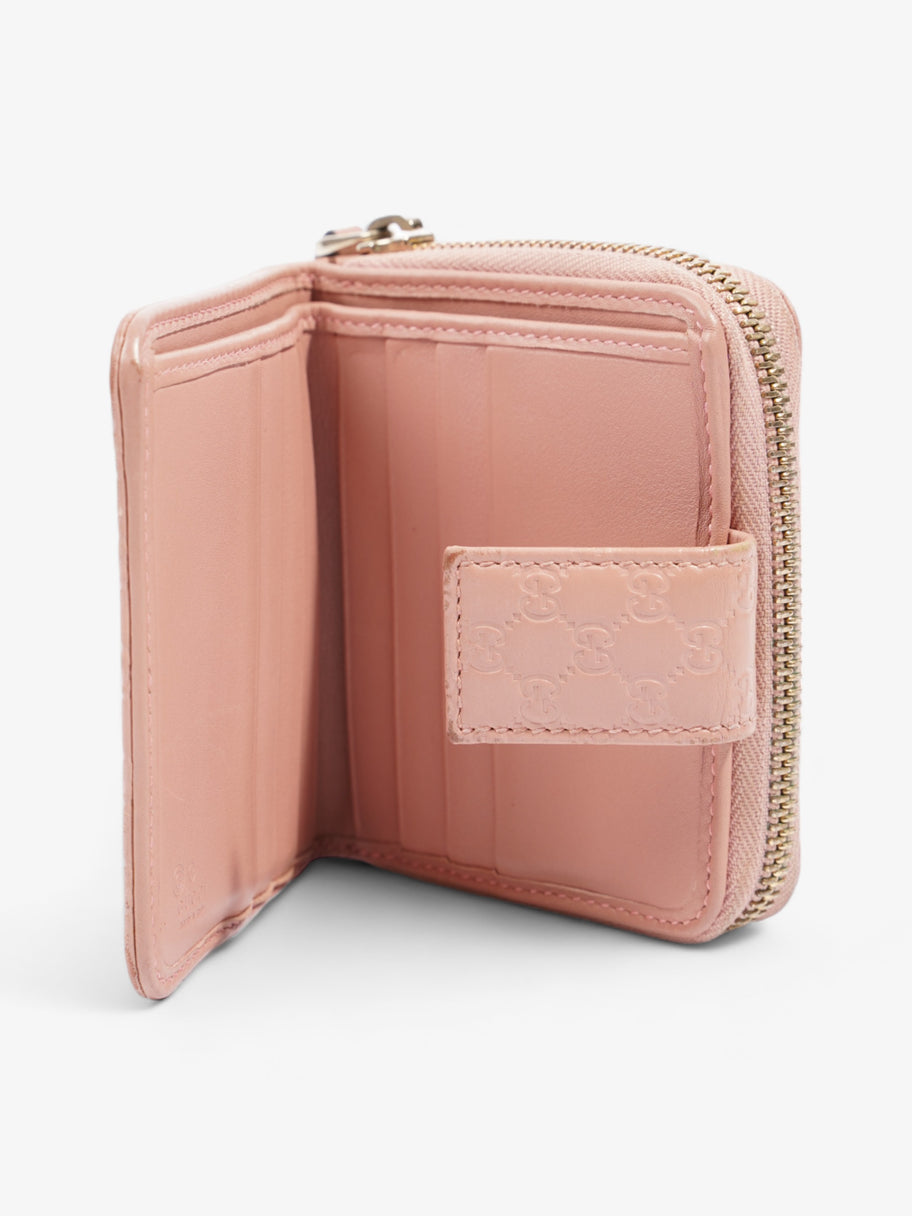 Gucci Gucci Micro Guccissima 449395 Leather Compact Wallet Pink   Ⓖ Engraving Pink Embossed Leather Image 7