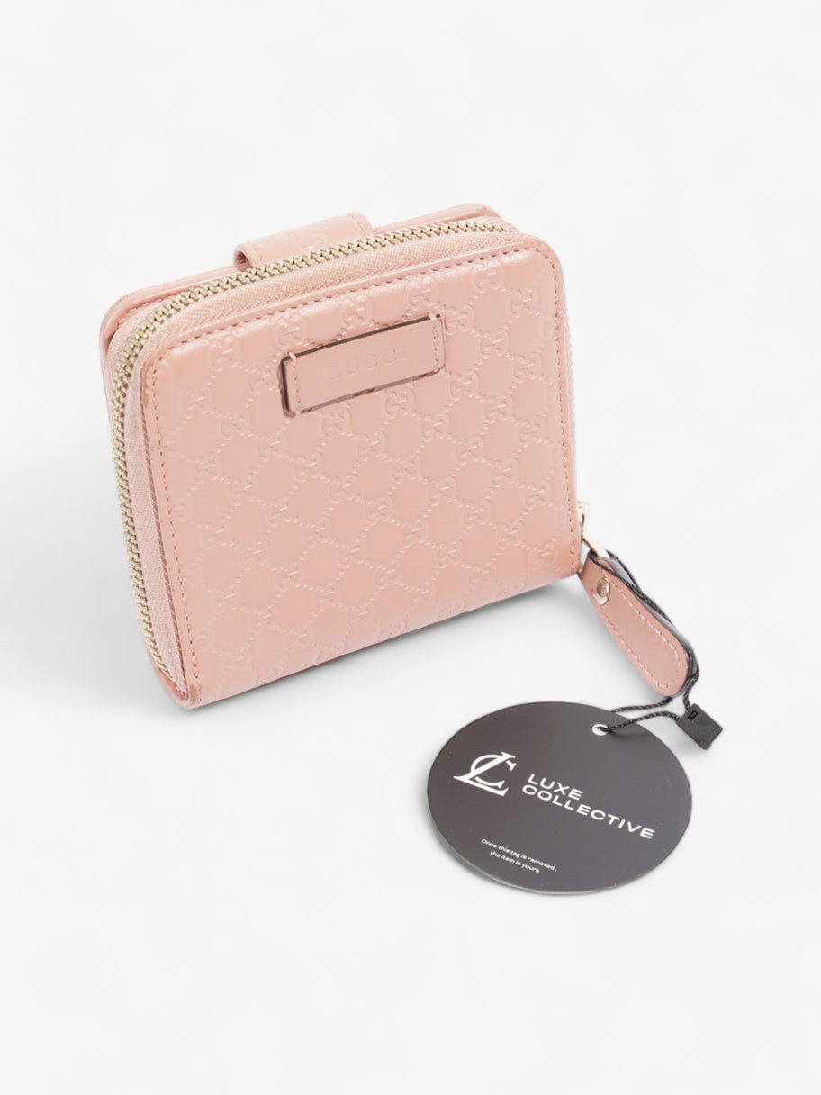 Gucci Gucci Micro Guccissima 449395 Leather Compact Wallet Pink   Ⓖ Engraving Pink Embossed Leather Image 8