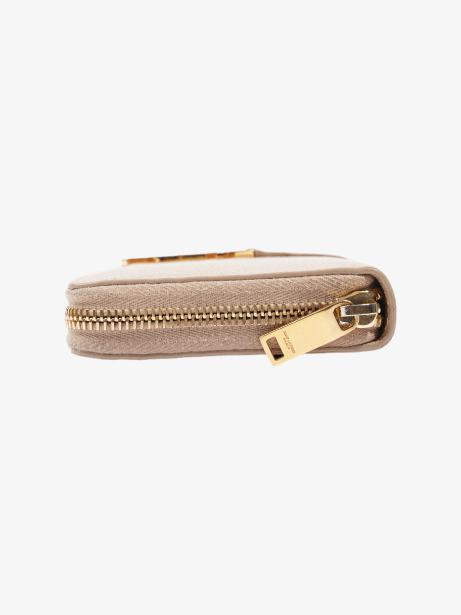 Saint Laurent Zip Round Wallet Beige Leather Image 4