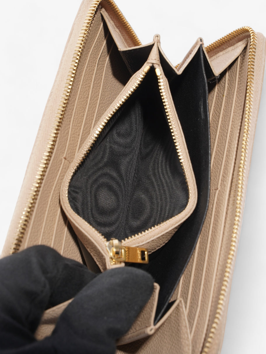 Saint Laurent Zip Round Wallet Beige Leather Image 6
