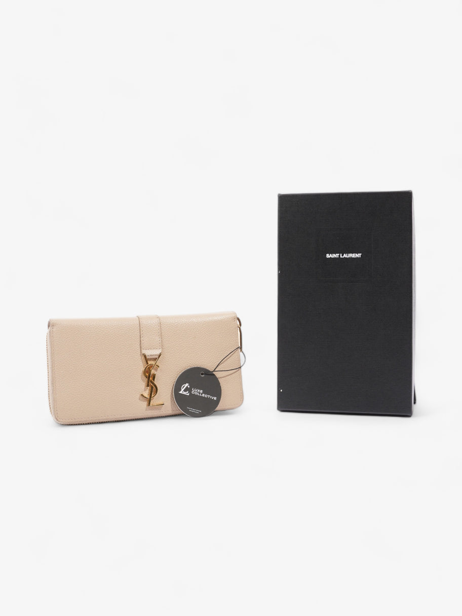 Saint Laurent Zip Round Wallet Beige Leather Image 7