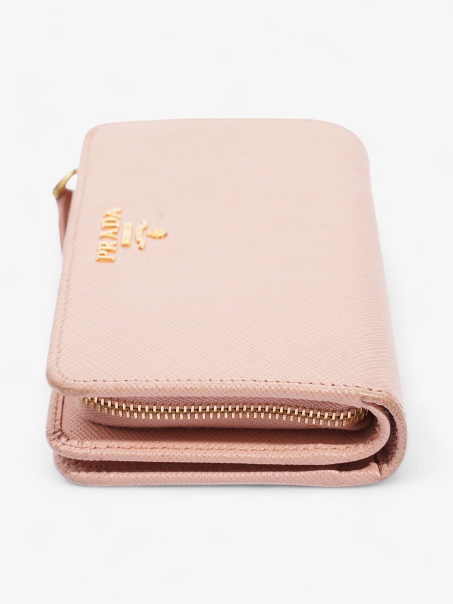Prada Compact Wallet Pink Saffiano Leather Image 4