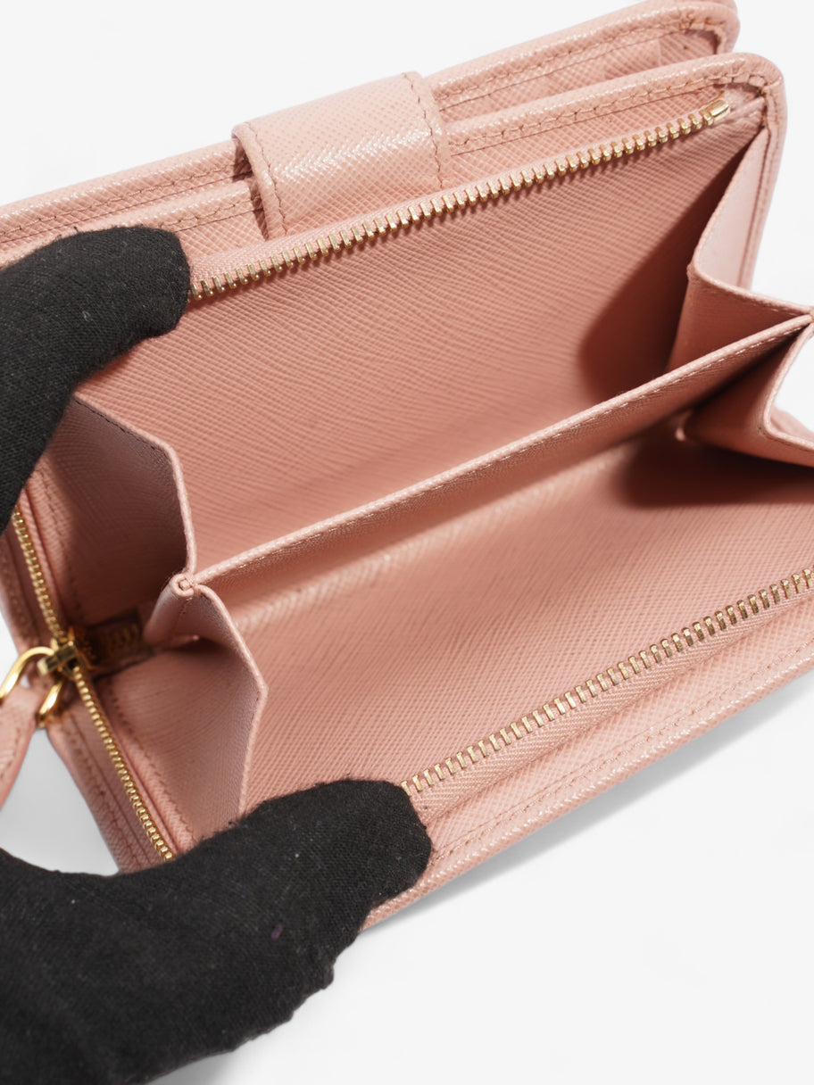Prada Compact Wallet Pink Saffiano Leather Image 6