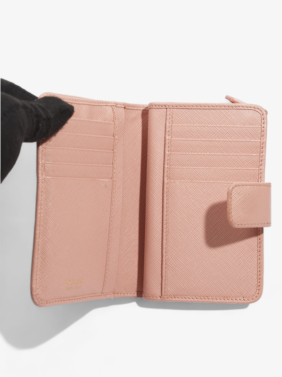 Prada Compact Wallet Pink Saffiano Leather Image 7