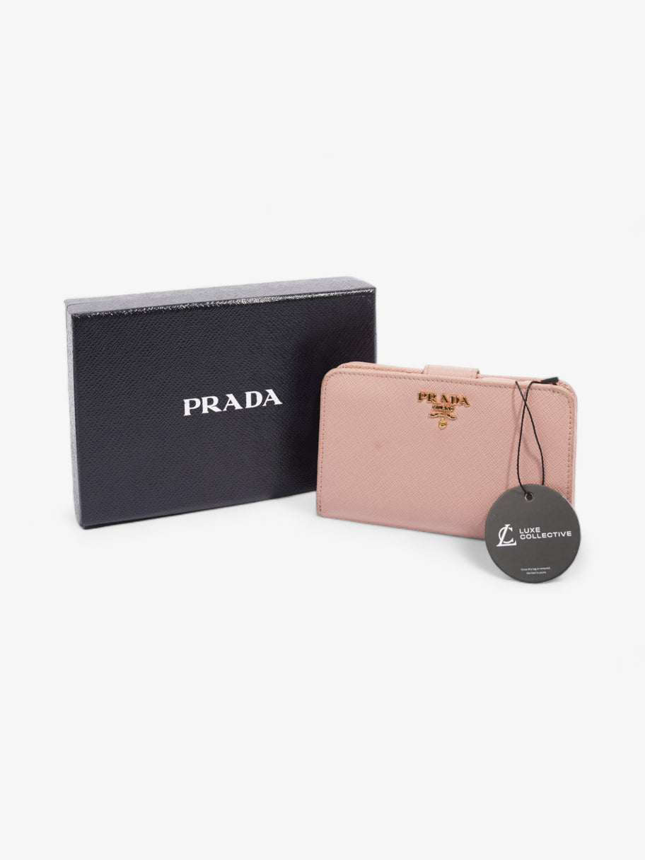 Prada Compact Wallet Pink Saffiano Leather Image 8