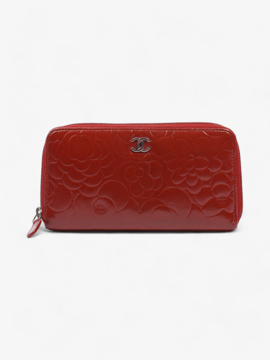Chanel Camelia Zip Round Wallet Red Leather Image 1