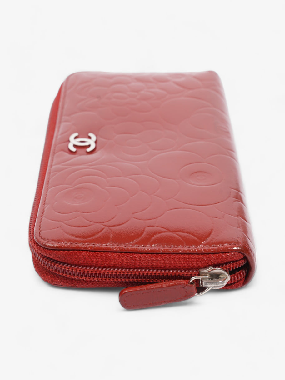 Chanel Camelia Zip Round Wallet Red Leather Image 4