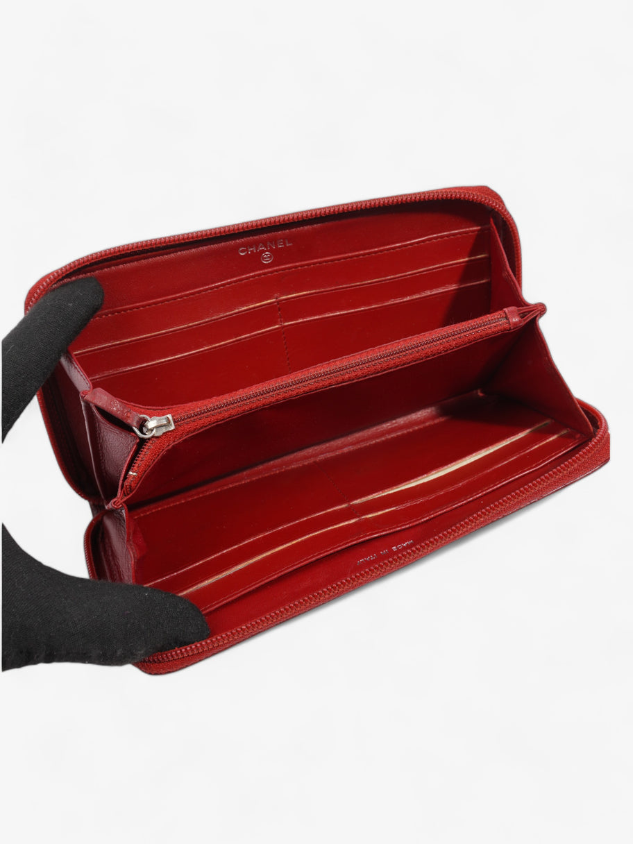 Chanel Camelia Zip Round Wallet Red Leather Image 6