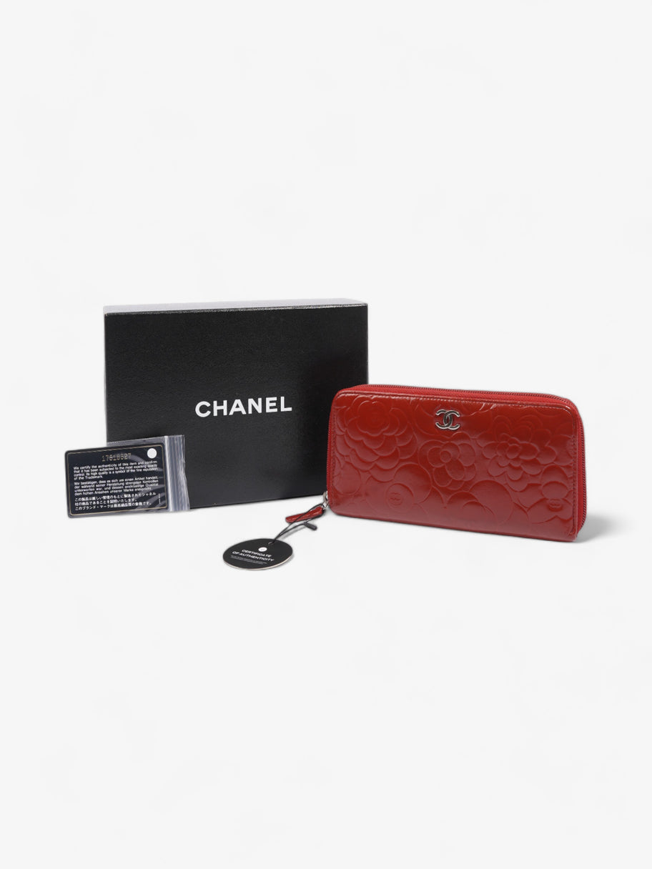 Chanel Camelia Zip Round Wallet Red Leather Image 7