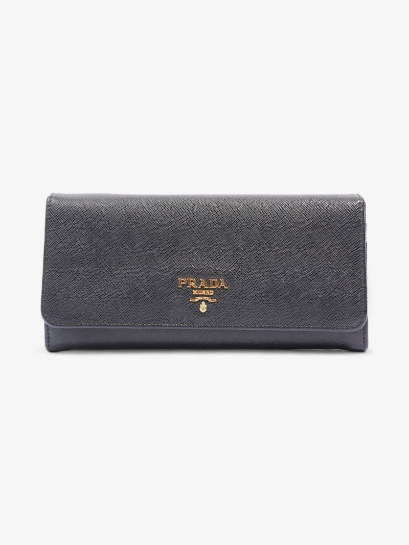  Prada Continental Wallet Black Saffiano Leather