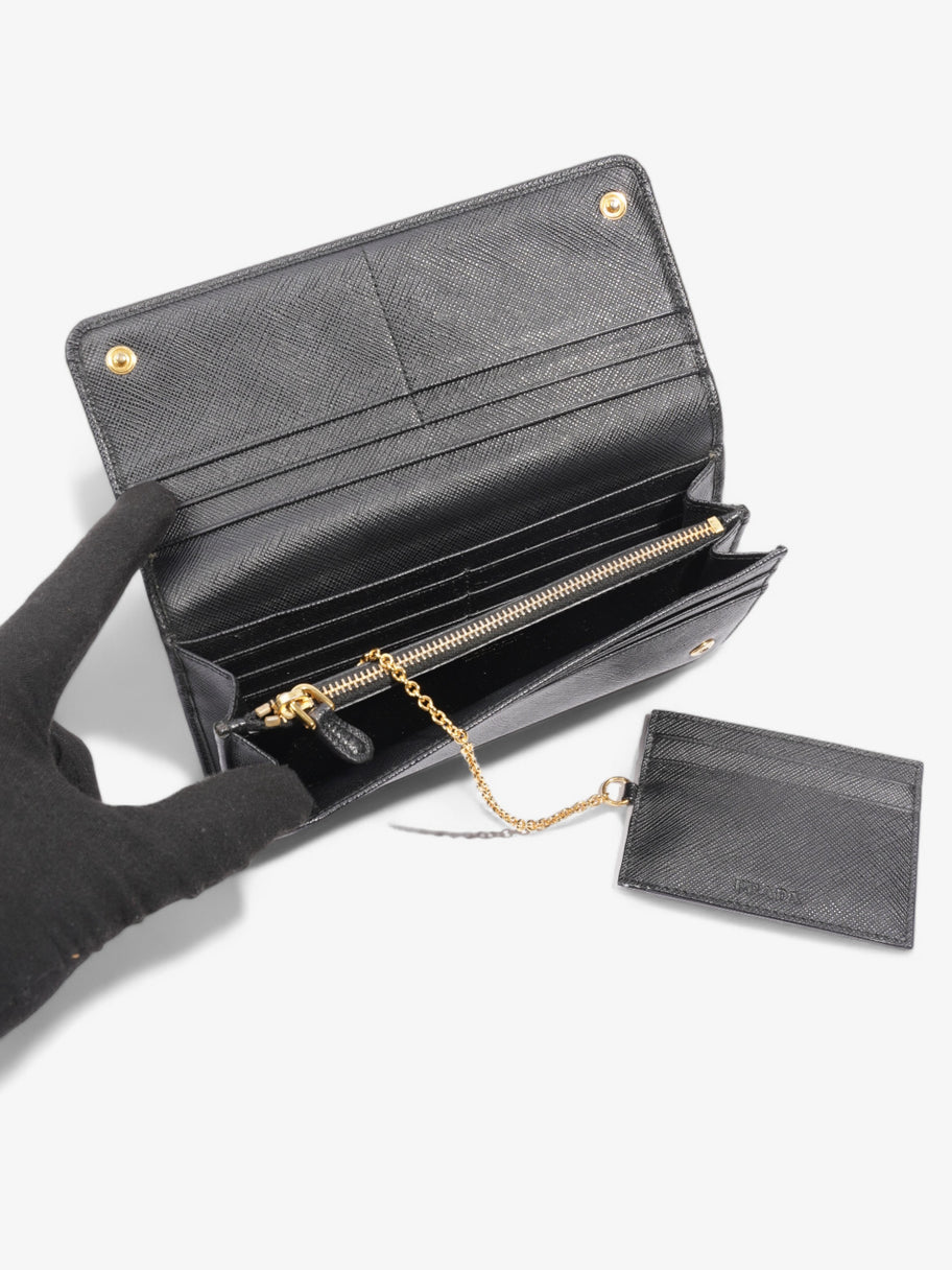 Prada Continental Wallet Black Saffiano Leather Image 6