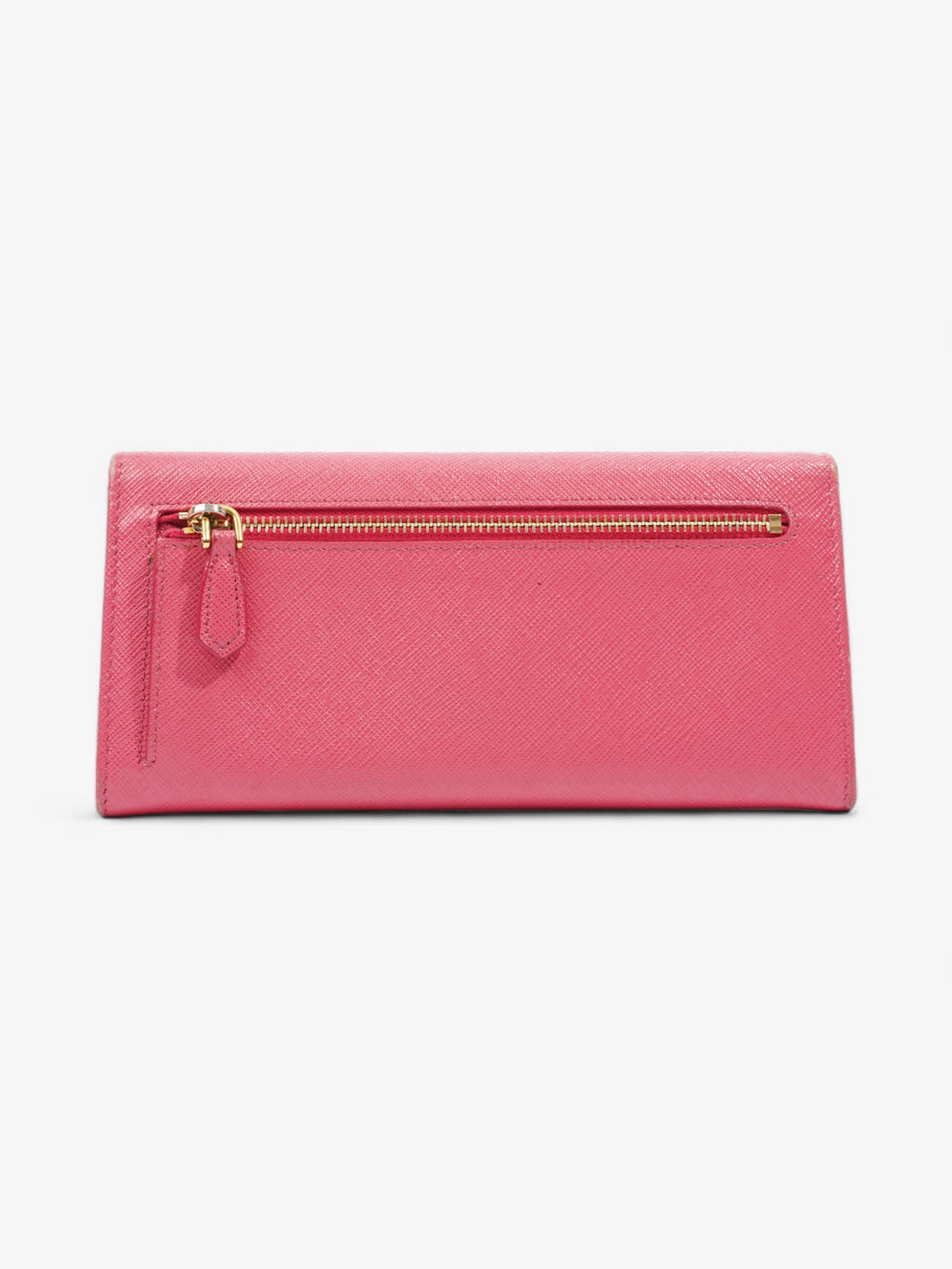 Prada Triangular Logo Flap Wallet Pink Saffiano Leather Image 2