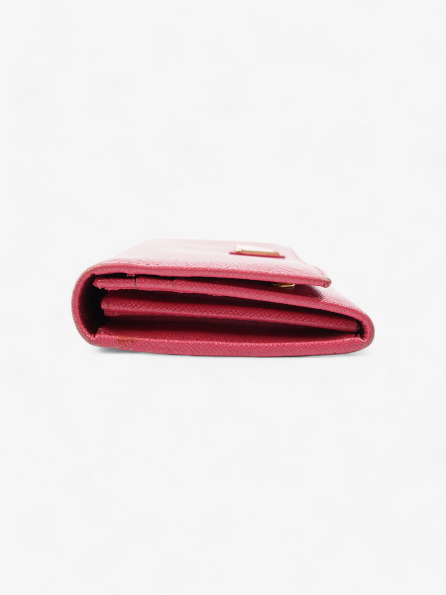 Prada Triangular Logo Flap Wallet Pink Saffiano Leather Image 3