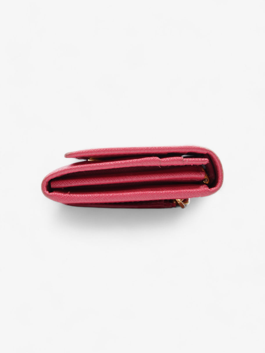 Prada Triangular Logo Flap Wallet Pink Saffiano Leather Image 4
