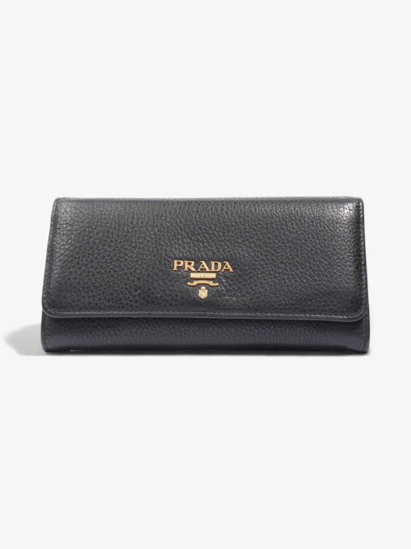  Prada Long Wallet Black Saffiano Leather