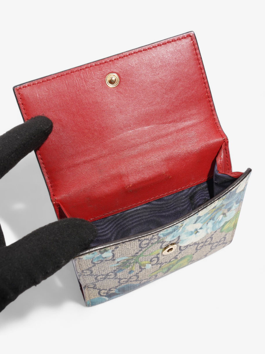 Gucci Monogram Blooms French Flap Wallet GG Supreme / Blue Coated Canvas Image 4