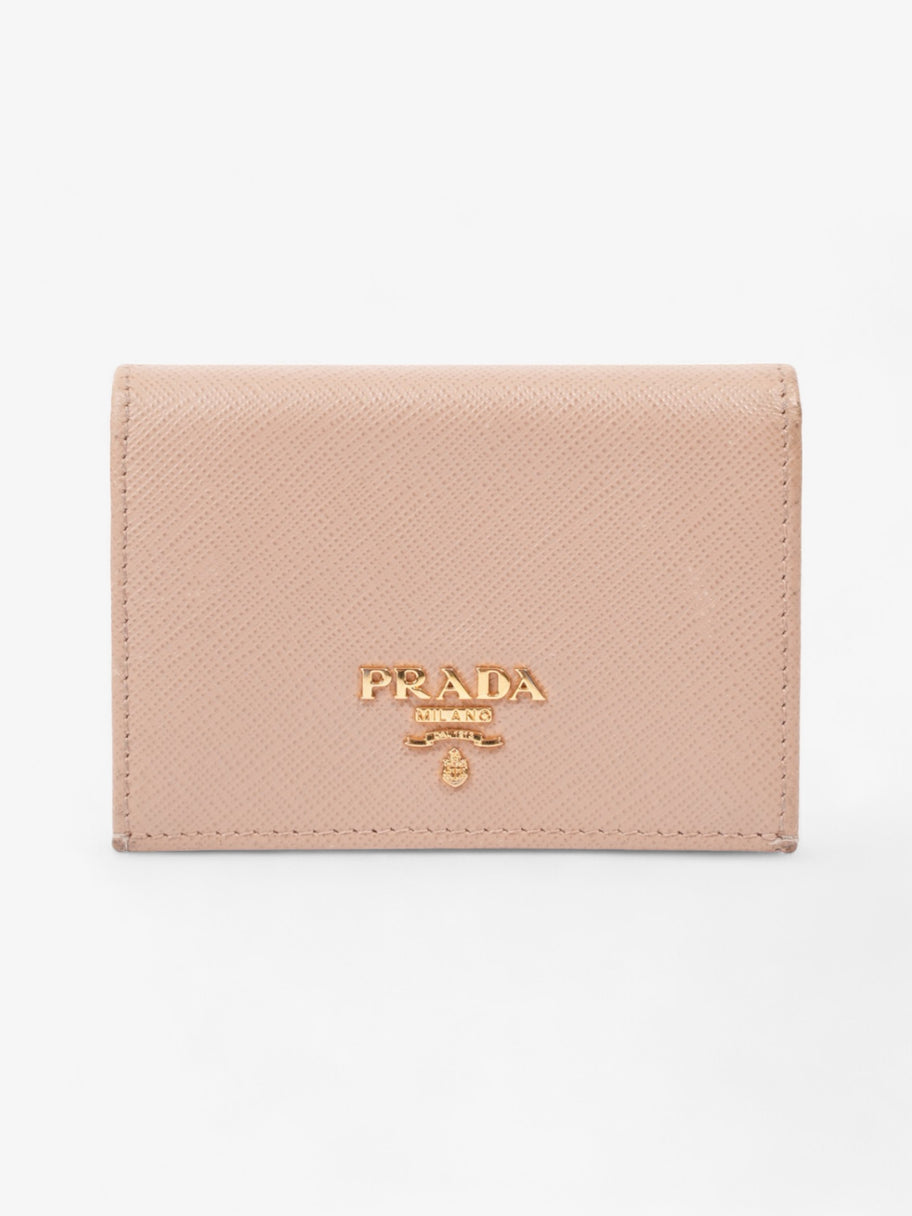 Prada Card Case Holder Beige Saffiano Leather Image 1