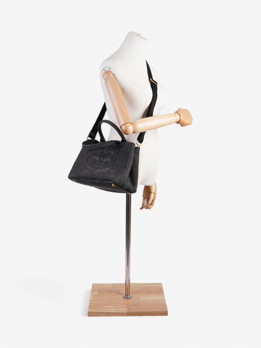 Prada Canapa Tote  Black Denim Image 2