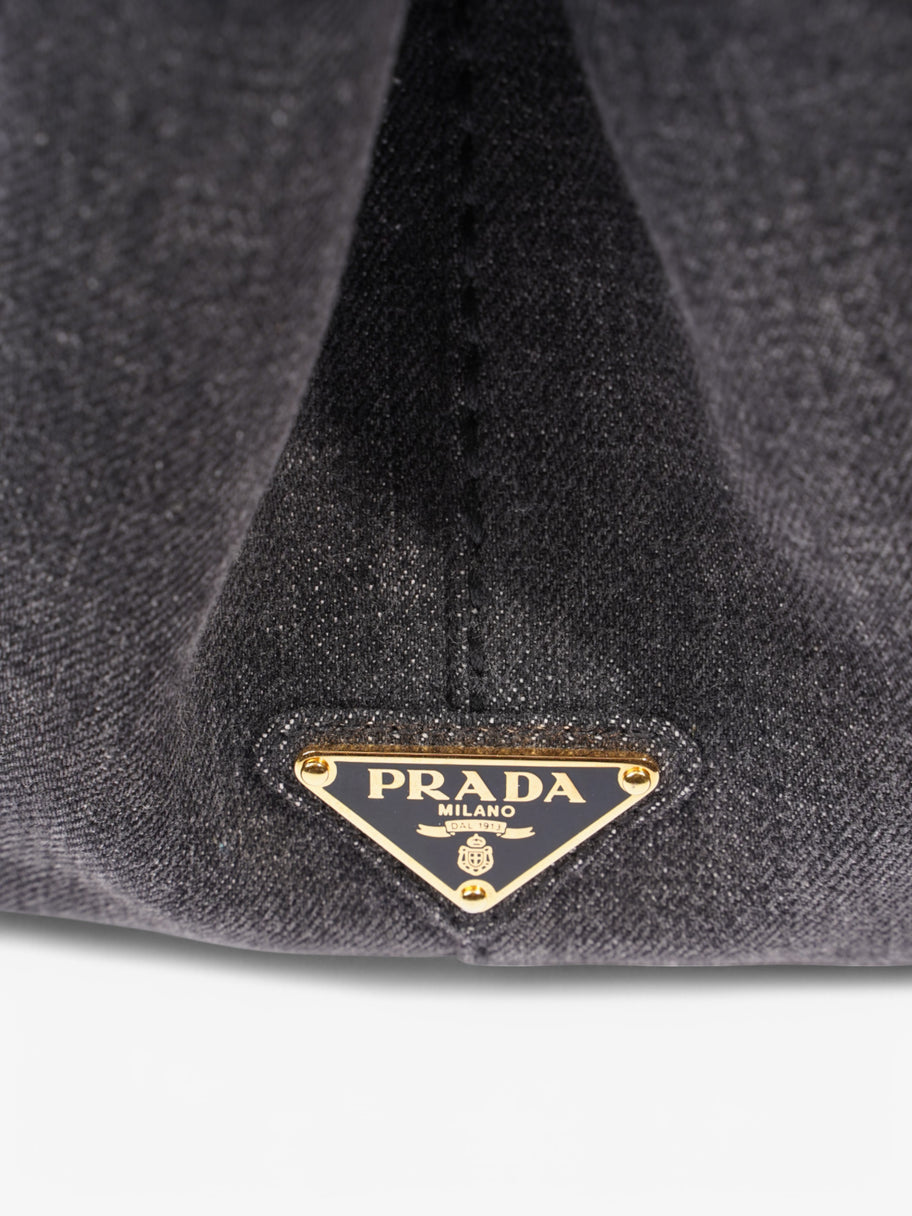 Prada Canapa Tote  Black Denim Image 7