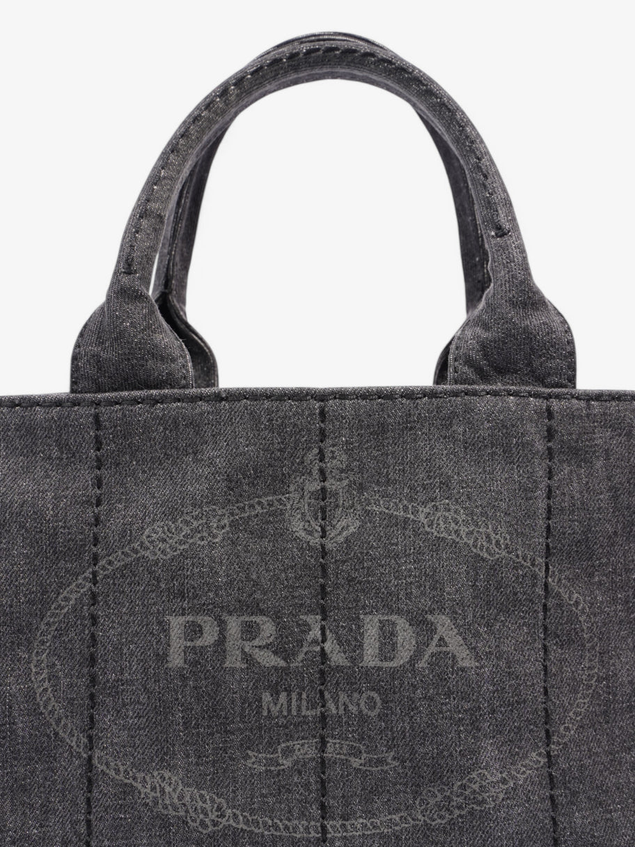 Prada Canapa Tote  Black Denim Image 8