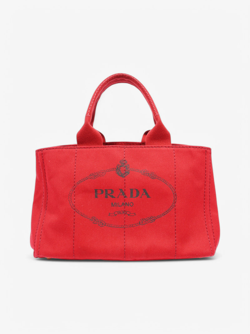  Prada Canapa 2 Way Tote Red Canvas
