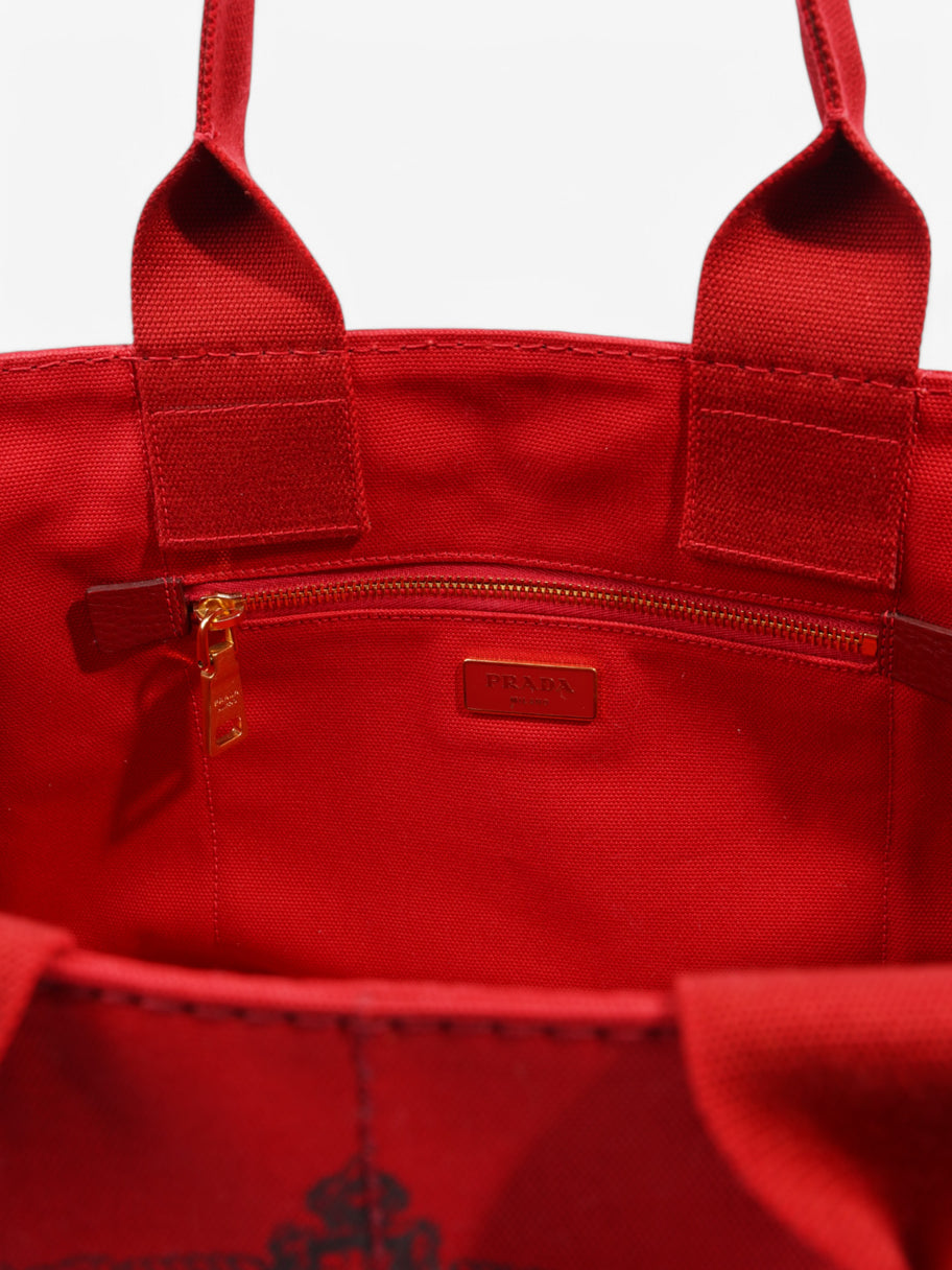 Prada Canapa 2 Way Tote Red Canvas Image 10
