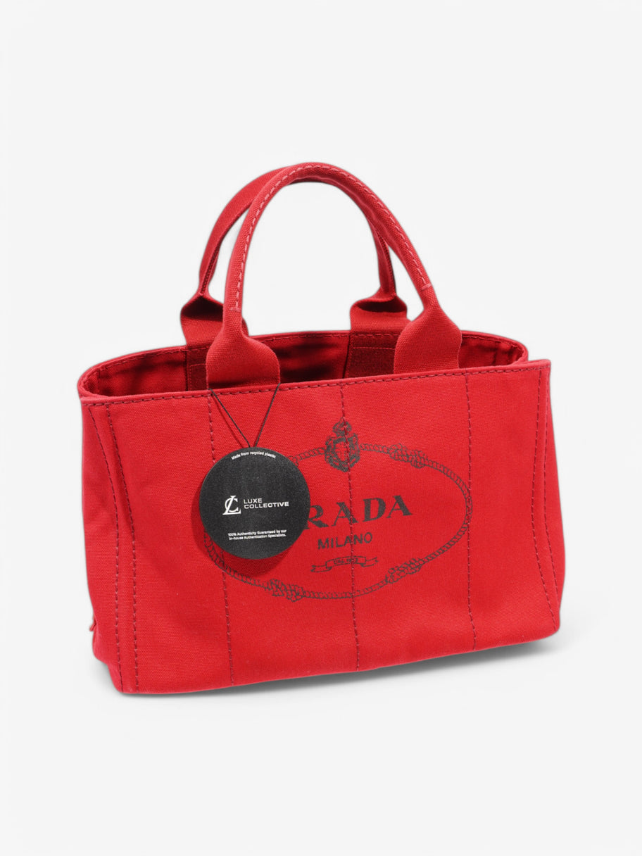 Prada Canapa 2 Way Tote Red Canvas Image 11