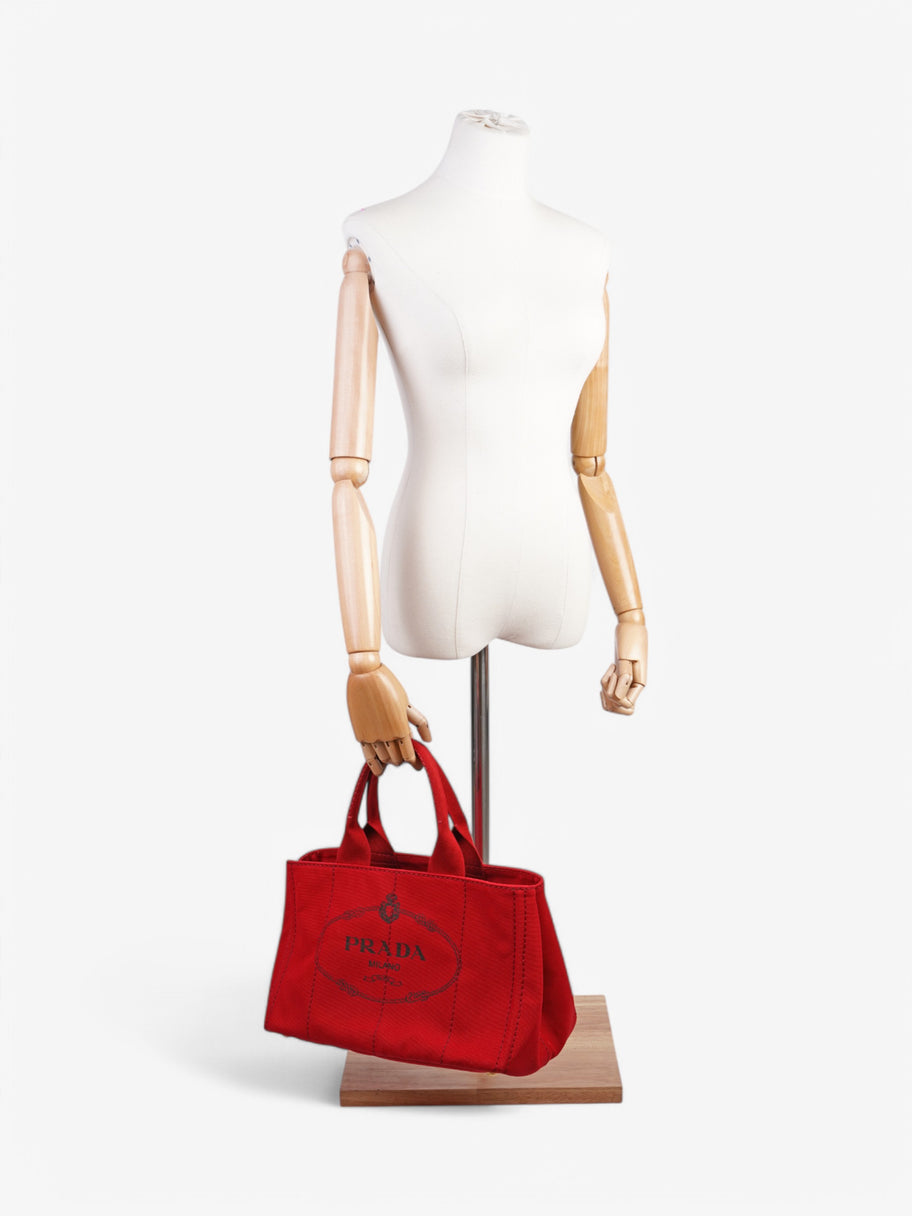 Prada Canapa 2 Way Tote Red Canvas Image 2