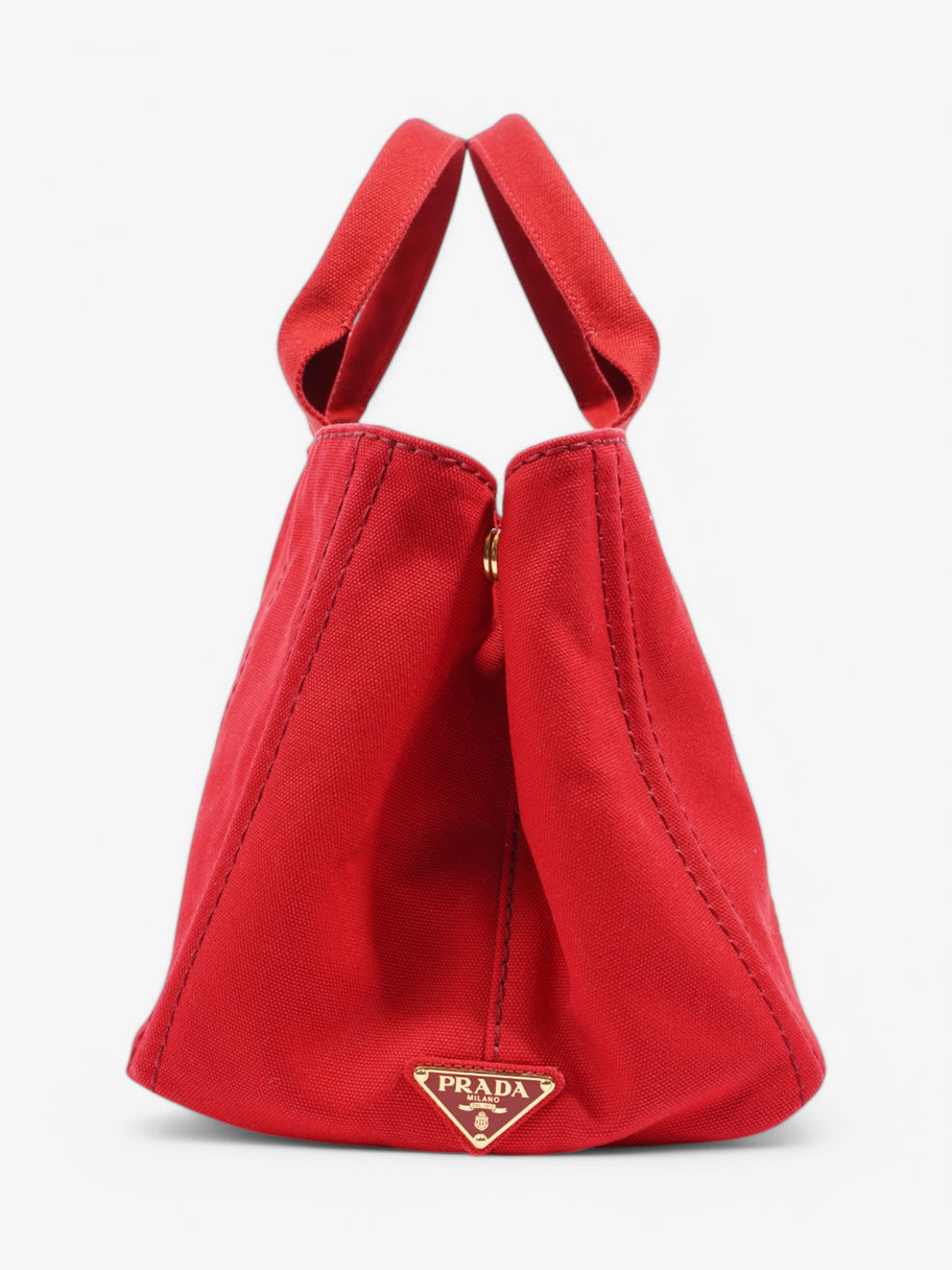 Prada Canapa 2 Way Tote Red Canvas Image 5
