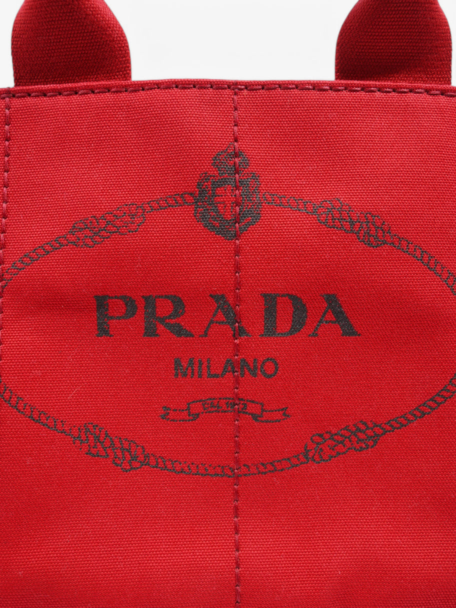 Prada Canapa 2 Way Tote Red Canvas Image 8